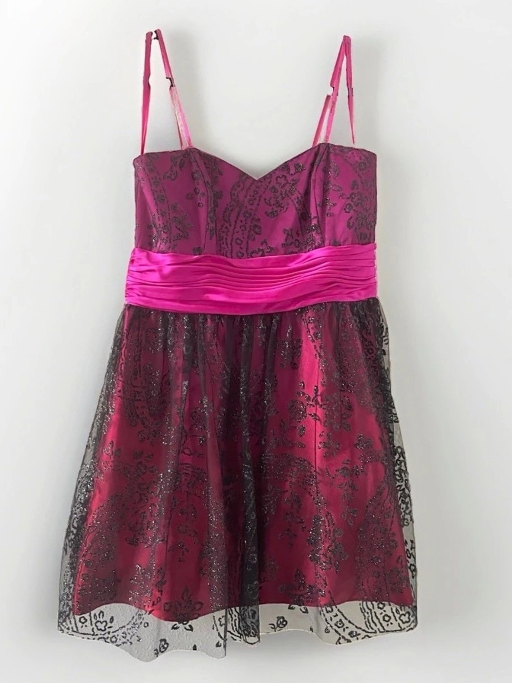 NV Couture Floral Mini Dress in Pink & Black Size 14 Like New